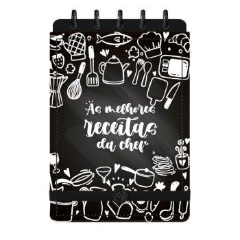 Caderno Receitas - Disco - Iscool - Melhores Receitas Da Chef Preto Branco - 14 X 20Cm - 40 Folhas