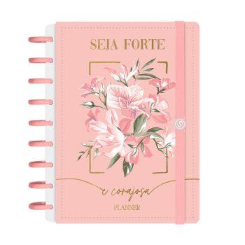 Planner Disco - Iscool - Permanente - Seja Forte E Corajosa Rosê - 17 X 23Cm