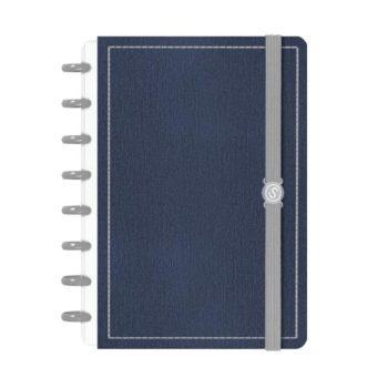 Caderno Disco - Iscool - Solid Touch Aço Escovado Azul E Cinza P - 14 X 20Cm - 80 Folhas