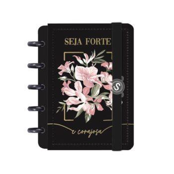 Caderno Disco - Iscool - Seja Forte E Corajosa Preto Mini - 9,5 X 13,5Cm - 80 Folhas