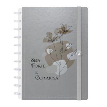 Caderno Disco - Iscool - Seja Forte E Corajosa Prata G - 20 X 27,5Cm - 80 Folhas