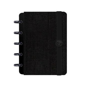 Caderno Disco - Iscool - Solid Touch Linho Preto Mini - 9,5 X 13,5Cm - 80 Folhas