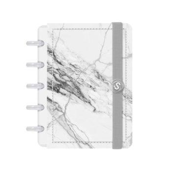 Caderno Disco - Iscool - Mármore Branco Mini - 9,5 X 13,5Cm - 80 Folhas