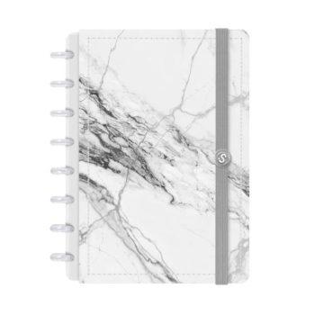 Caderno Disco - Iscool - Mármore Branco P - 14 X 20Cm - 80 Folhas