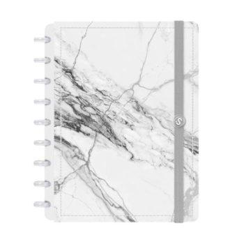 Caderno Disco - Iscool - Mármore Branco M - 17 X 23Cm - 80 Folhas