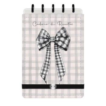Caderno Receitas - Disco - Iscool - Coquette Laço Xadrez - 14 X 20Cm - 40 Folhas