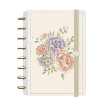Caderno Disco - Iscool - Essência Floral Peônias P - 14 X 20Cm - 80 Folhas