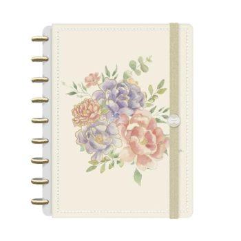 Caderno Disco - Iscool - Essência Floral Peônias M - 17 X 23Cm - 80 Folhas