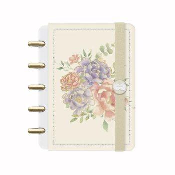 Caderno Disco - Iscool - Essência Floral Peônias Mini - 9,5 X 13,5Cm - 80 Folhas