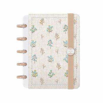 Caderno Disco - Iscool - Entrepontos Floral Azul E Nude Mini - 9,5 X 13,5Cm - 80 Folhas