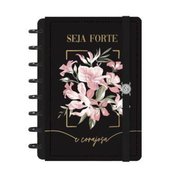 Caderno Disco - Iscool - Seja Forte E Corajosa Preto P - 14 X 20Cm - 80 Folhas