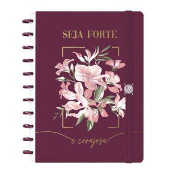 Caderno Disco - Iscool - Seja Forte E Corajosa Marsala G - 20 X 27,5Cm - 80 Folhas