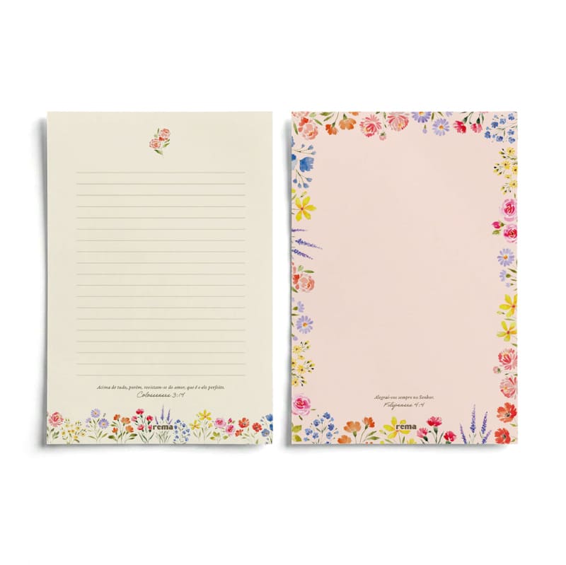 Papel De Carta - Rema - Floresça Aquarela - 2 Modelos - Com 10 Unidades