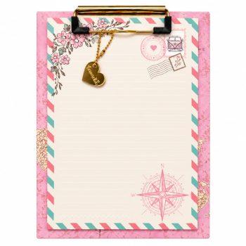 Prancheta A5 Estampada + 40 Folhas Decoradas - Viagem