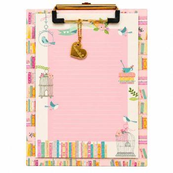 Prancheta A5 Estampada + 40 Folhas Decoradas - Amor Por Livros
