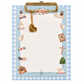 Prancheta A5 Estampada + 40 Folhas Decoradas - Meu Devocional