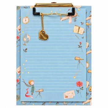 Prancheta A5 Estampada + 40 Folhas Decoradas - Pequeno Príncipe