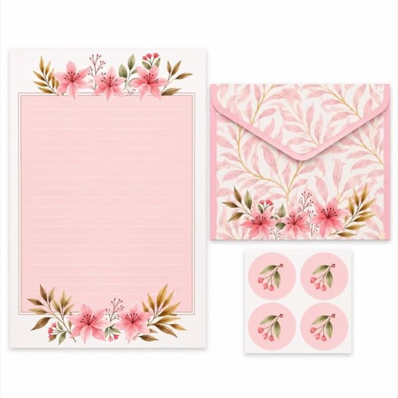 Papel De Carta - 4 Unidades - La Palomita - Floral Elegante