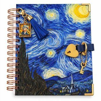 Diário Elegante - Com Cadeado Coração Dourado - Noite Estrelada - 100 Folhas
