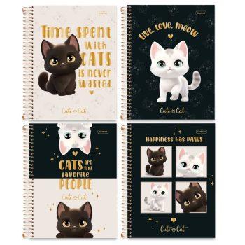 Caderno Colegial 240 Folhas - Cadersil - Cute Cat