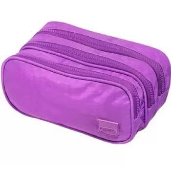 Estojo - Brw - Nylon - 3 Zípers - Lilás