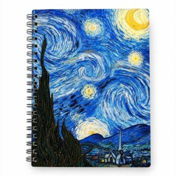 Caderno Espiral - Buendia - A5 - Noite Estrelada - Com Folhas Decoradas