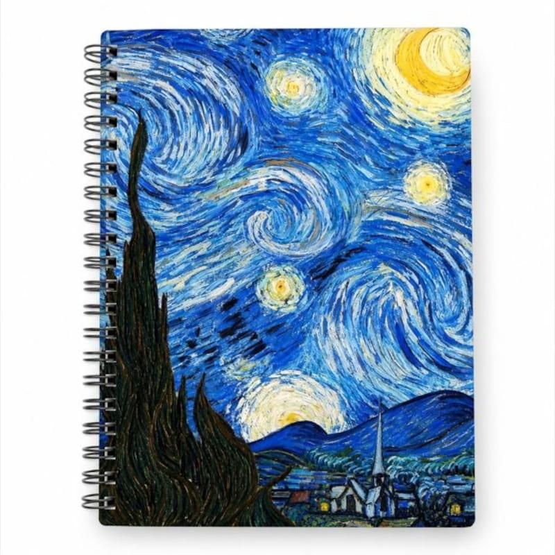 Caderno Espiral - Buendia - A5 - Noite Estrelada - Com Folhas Decoradas