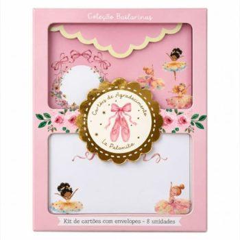 Cartão De Agradecimento - Bailarinas - Kit De Cartões + Envelopes + Adesivos (8 De Cada)