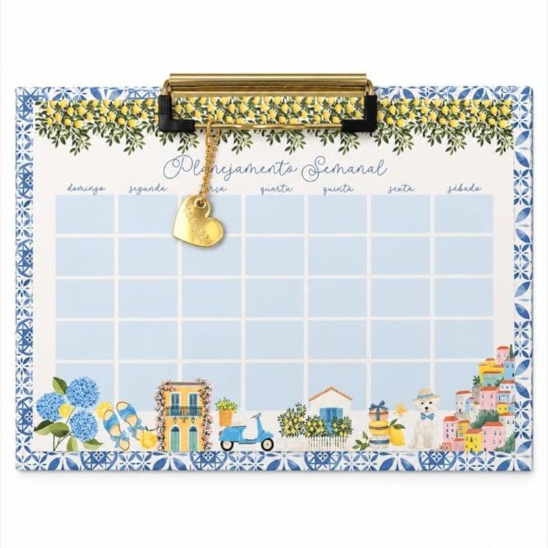Prancheta A5 Estampada + 40 Folhas Decoradas - Folhas De Planejamento - La Dolce Vita