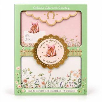 Cartão De Agradecimento - Adorável Country - Kit De Cartões + Envelopes + Adesivos (8 De Cada)