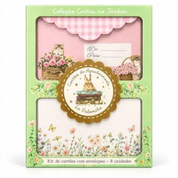 Cartão De Agradecimento - Cartas No Jardim - Kit De Cartões + Envelopes + Adesivos (8 De Cada)