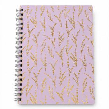 Caderno Espiral - Buendia - A5 - Lavanda - Com Folhas Decoradas