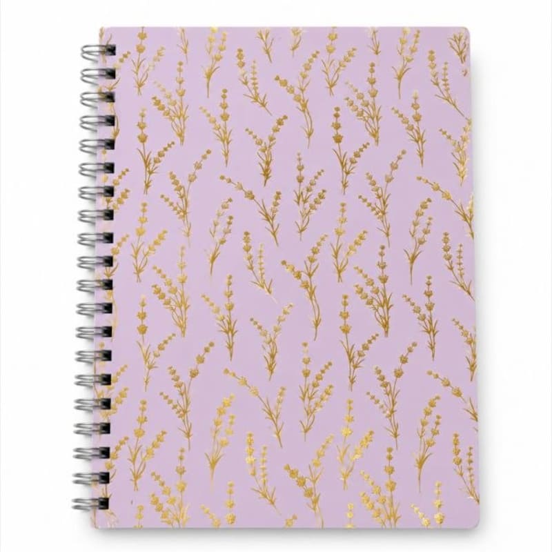 Caderno Espiral - Buendia - A5 - Lavanda - Com Folhas Decoradas