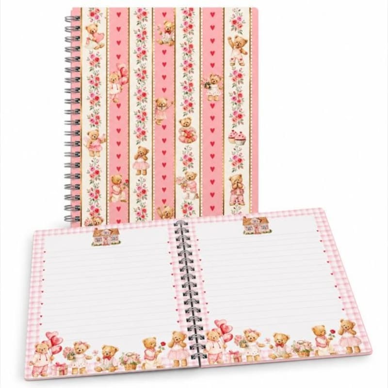 Caderno Espiral - Buendia - A5 - Ursinhos Em Aquarela - Com Folhas Decoradas