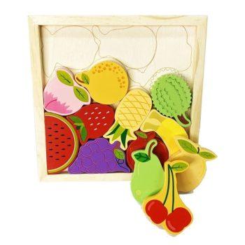 Brinquedo Pedagógico - Mdf - Colecione E Encaixe Frutas