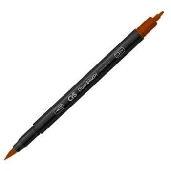 Caneta - Cis - Dual Brush - Aquarelável - 2 Pontas - 11 - Marrom Terra