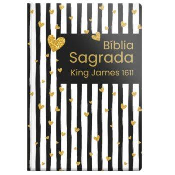 Bíblia - King James 1611 - Semi Luxo - Coração Listrado